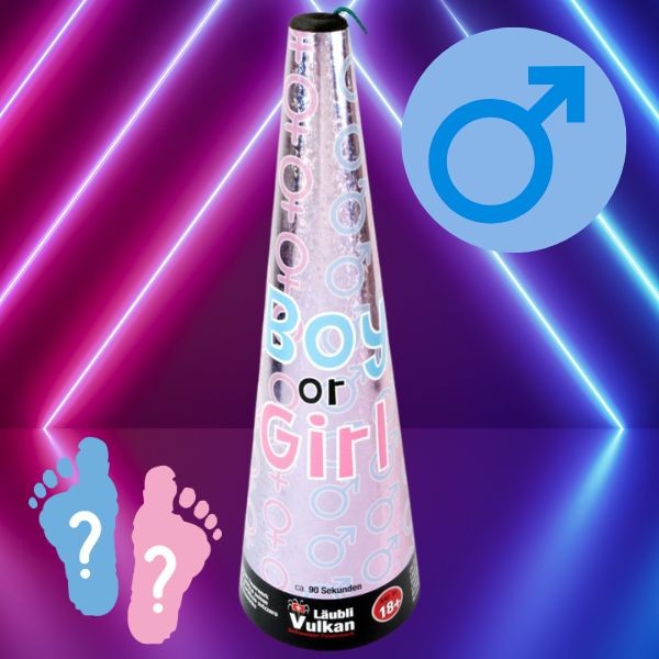 Gender Reveal Vulkan Boy – Silber mit blauen Sternen